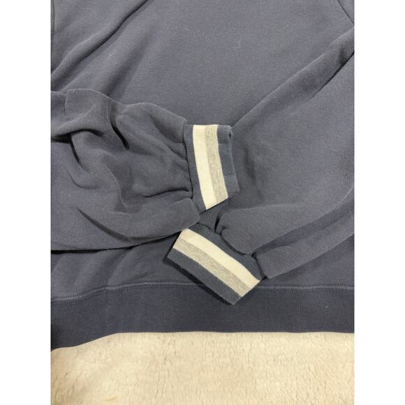 A&F Women’s Navy Crew Sweatshirt XL Puff Sleeve Cuff Stripe Trim Preppy Casual - Picture 5 of 9